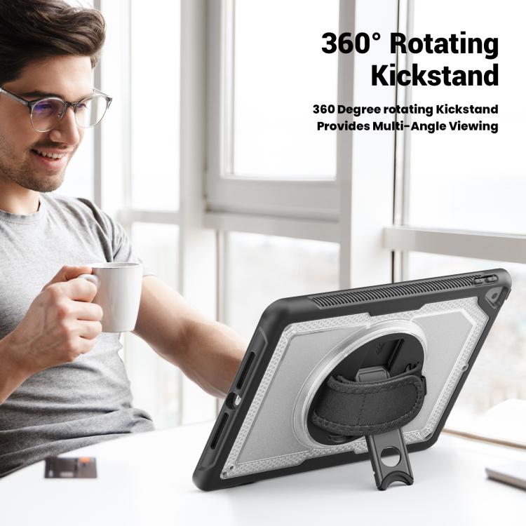 For iPad 10.2 2021 / 2020 / 10.5 2019 Honeycomb Hand Grip Turntable Stand Tablet Case