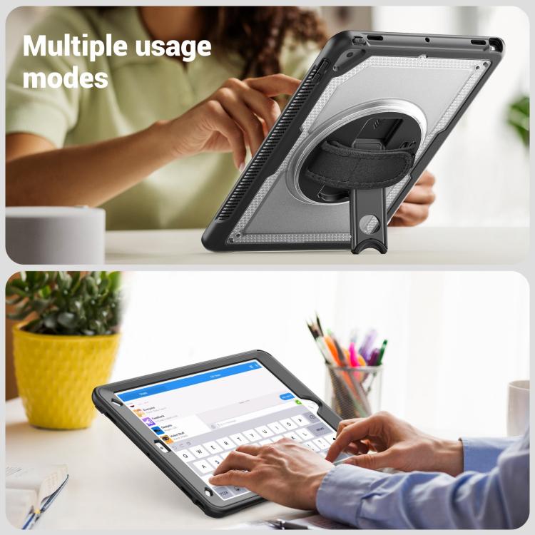 For iPad 10.2 2021 / 2020 / 10.5 2019 Honeycomb Hand Grip Turntable Stand Tablet Case