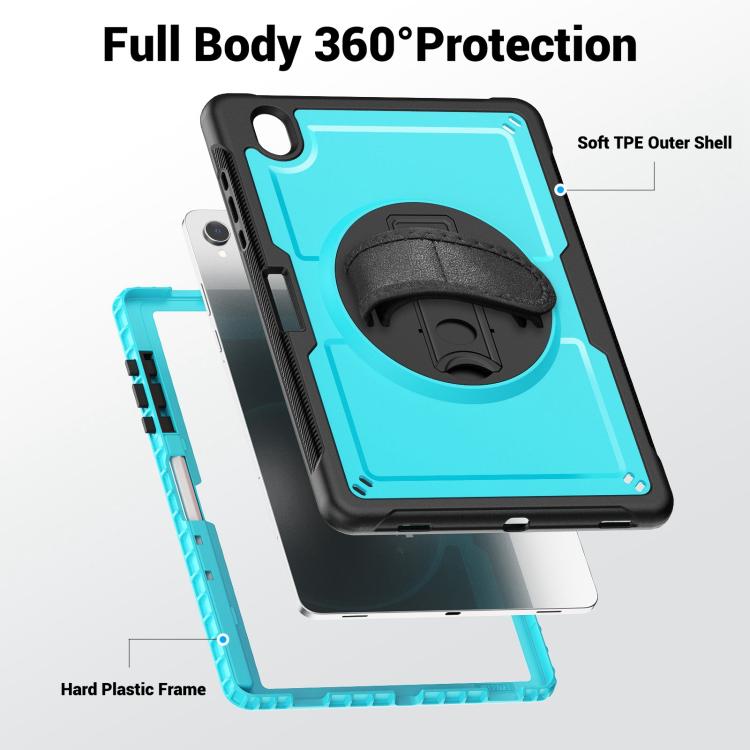 For Samsung Galaxy Tab S10 Lite / S9 FE Honeycomb Hand Grip Turntable Stand Tablet Case