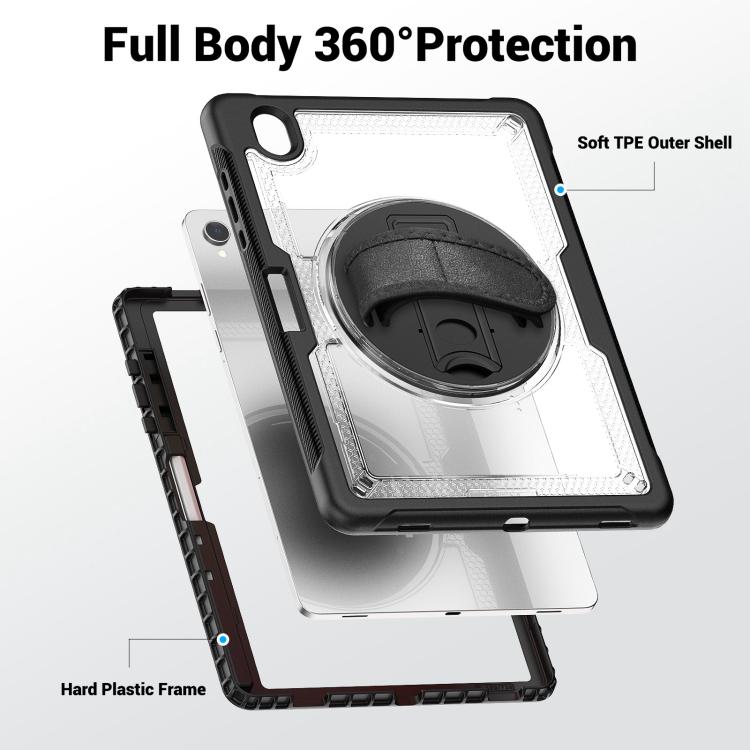 For Samsung Galaxy Tab S10 Lite / S9 FE Honeycomb Hand Grip Turntable Stand Tablet Case