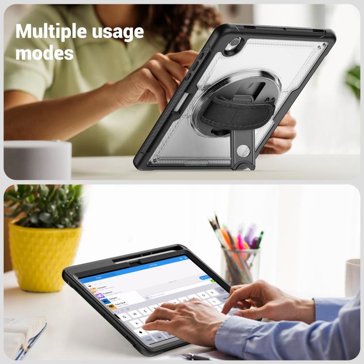 For Samsung Galaxy Tab S10 Lite / S9 FE Honeycomb Hand Grip Turntable Stand Tablet Case