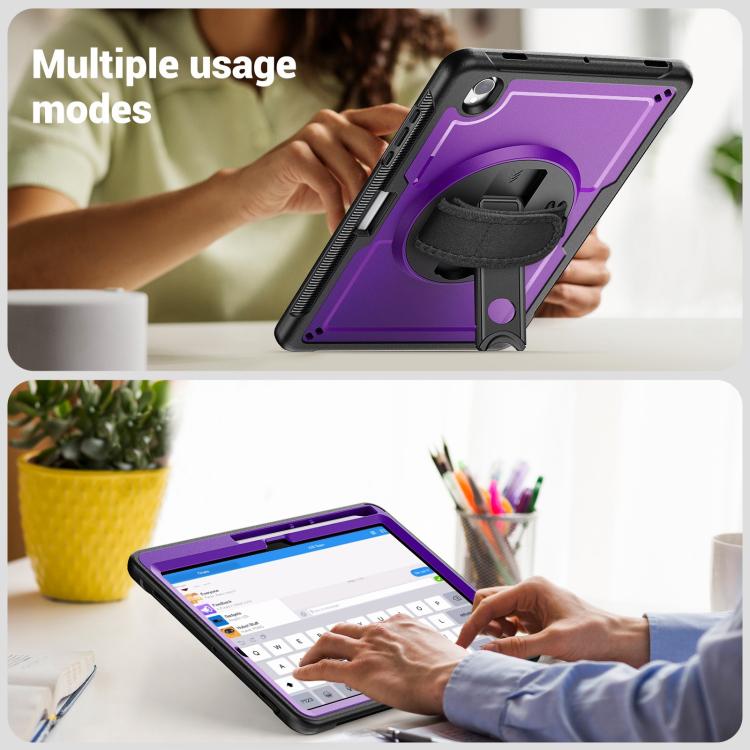 For Samsung Galaxy Tab S10 Lite / S9 FE Honeycomb Hand Grip Turntable Stand Tablet Case