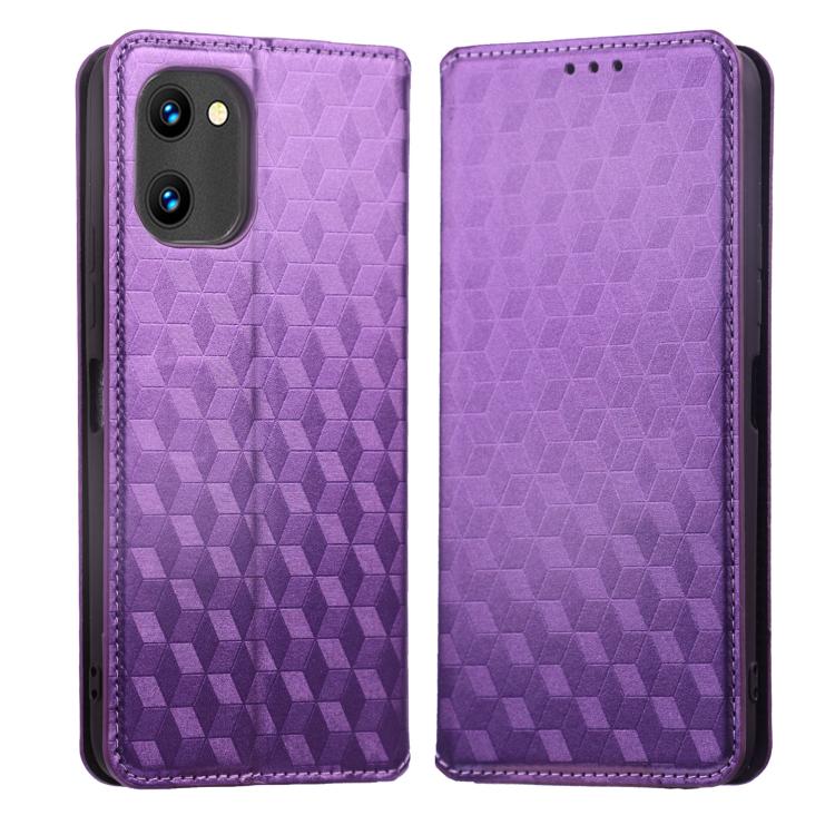 For Umidigi C1 / C1 Max Cubic Grid Texture Flip Leather Phone Case