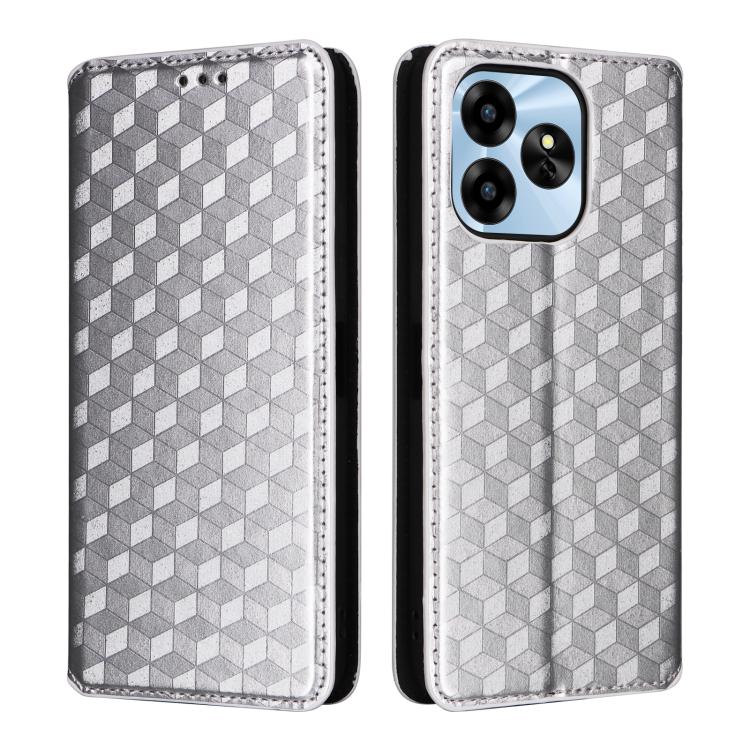 For Umidigi G6 5G Cubic Grid Texture Flip Leather Phone Case