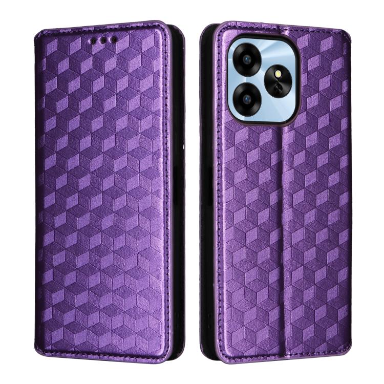 For Umidigi G6 5G Cubic Grid Texture Flip Leather Phone Case