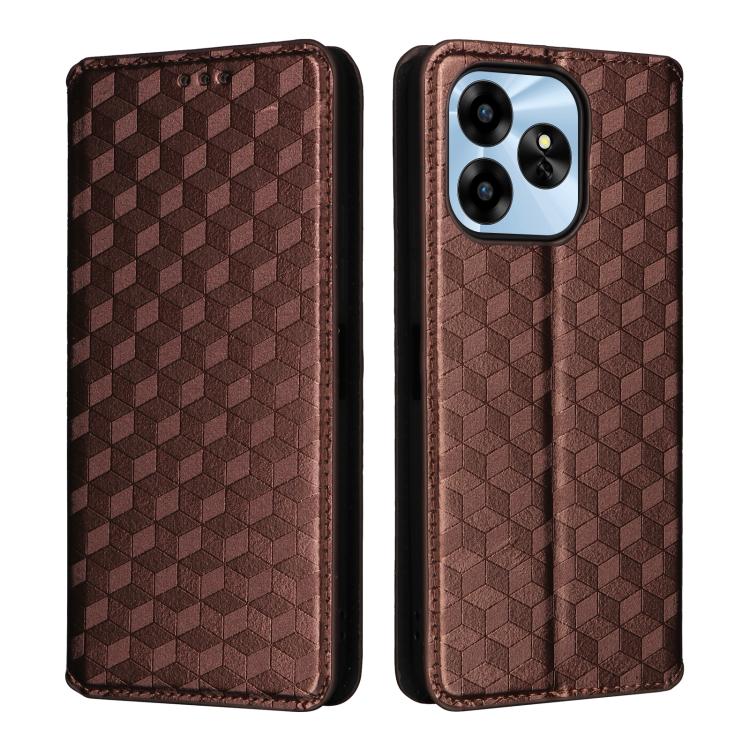 For Umidigi G6 5G Cubic Grid Texture Flip Leather Phone Case