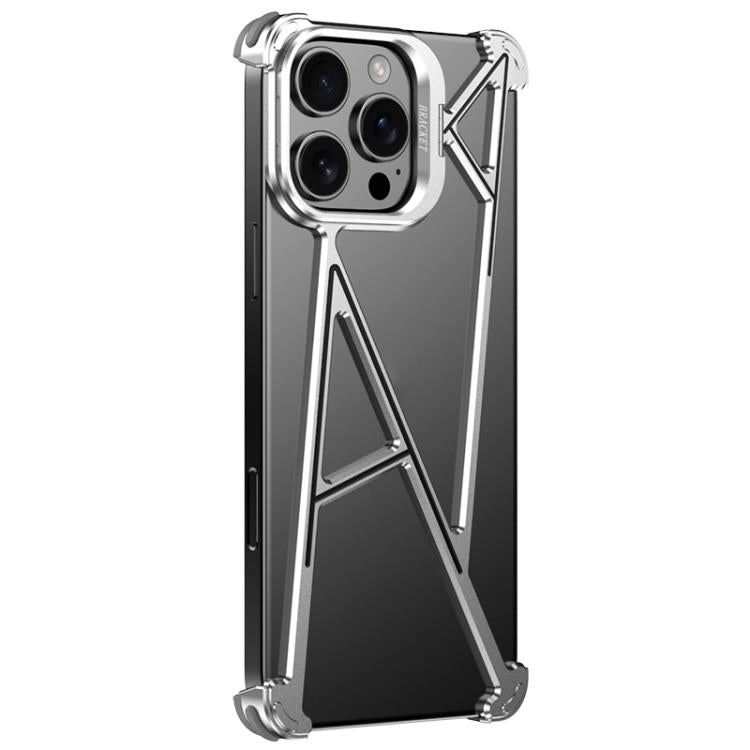 For iPhone 16 Pro Max Four Corner Shockproof Lens Bracket Hollow Metal Phone Case