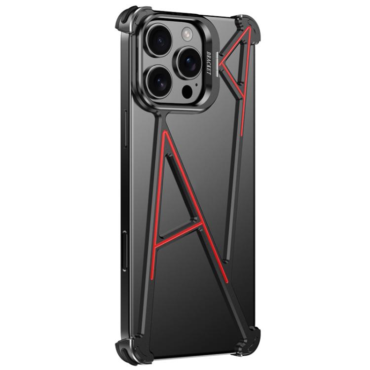 For iPhone 16 Pro Four Corner Shockproof Lens Bracket Hollow Metal Phone Case