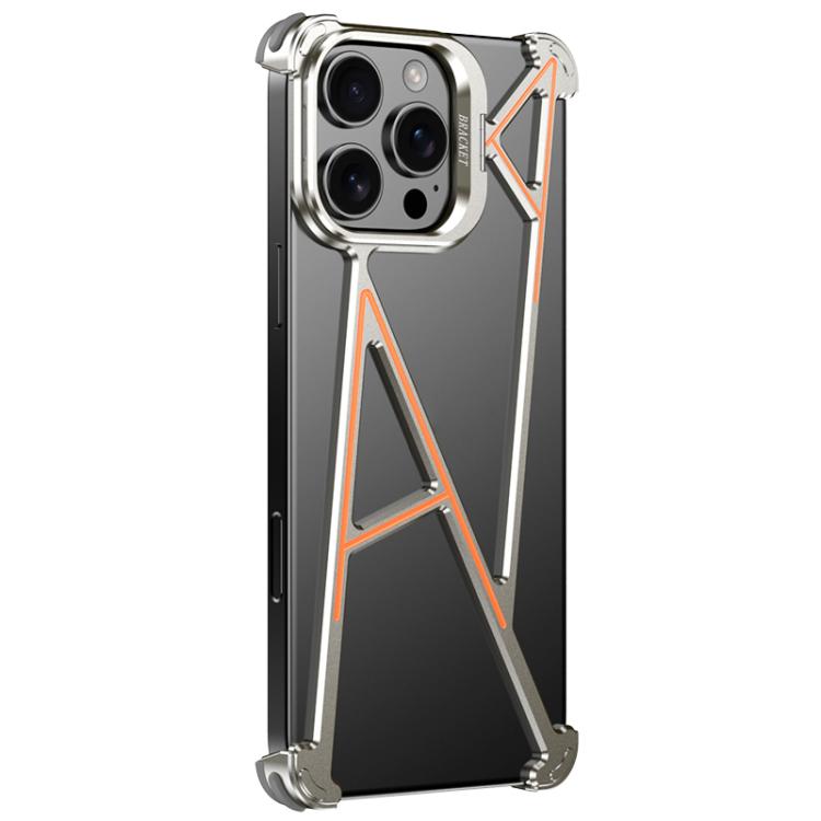 For iPhone 16 Pro Four Corner Shockproof Lens Bracket Hollow Metal Phone Case