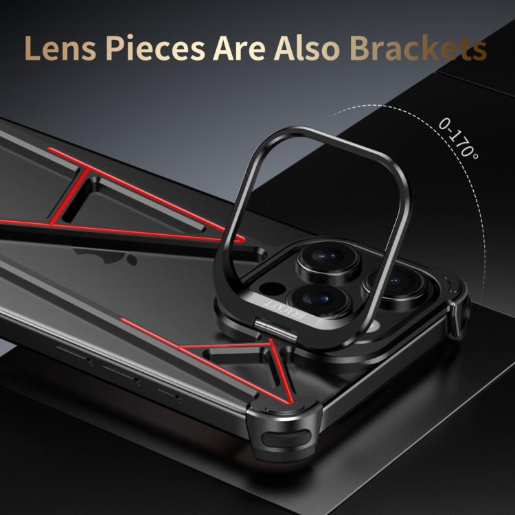 For iPhone 16 Pro Max Four Corner Shockproof Lens Bracket Hollow Metal Phone Case