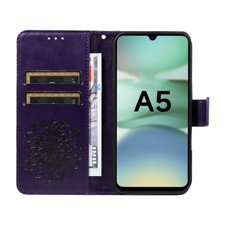 For Redmi A5 4G 173.3mm Embossed Sunflower Pattern Flip Leather Phone Case
