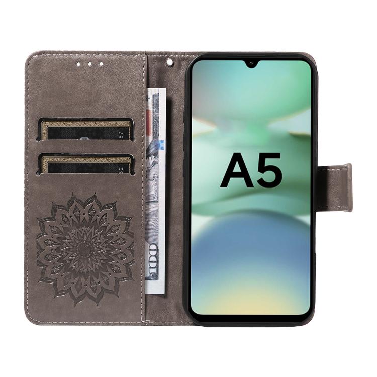 For Redmi A5 4G 173.3mm Embossed Sunflower Pattern Flip Leather Phone Case