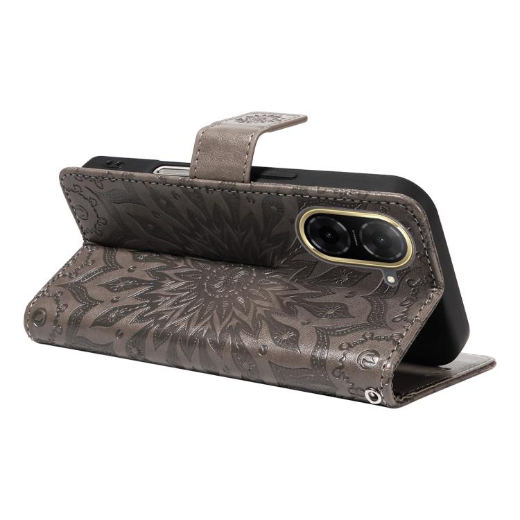 For Redmi A5 4G 173.3mm Embossed Sunflower Pattern Flip Leather Phone Case