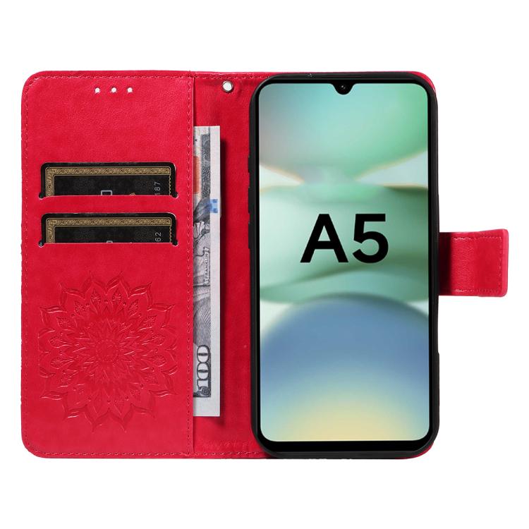 For Redmi A5 4G 173.3mm Embossed Sunflower Pattern Flip Leather Phone Case