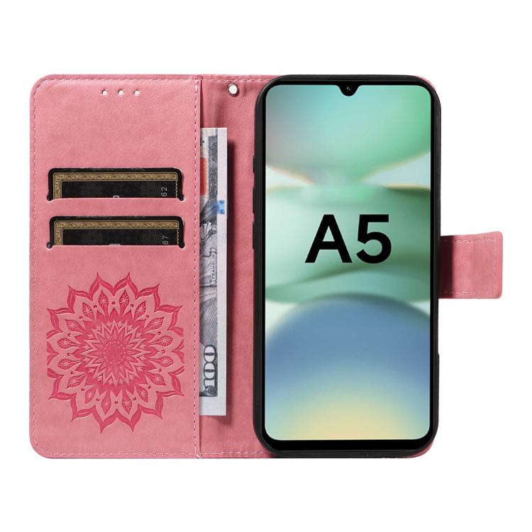 For Redmi A5 4G 173.3mm Embossed Sunflower Pattern Flip Leather Phone Case
