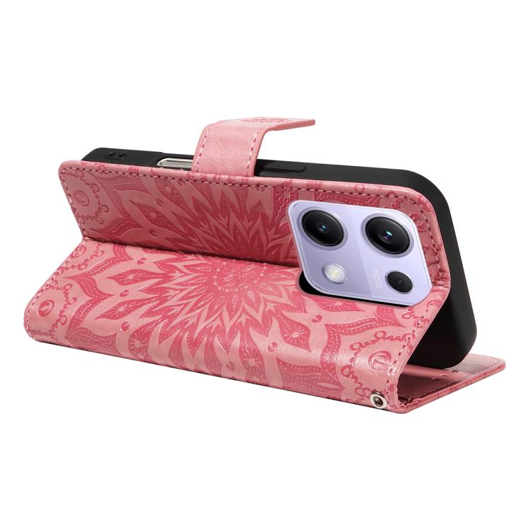 For Redmi Note 14S 4G / Note 13 Pro 4G Embossed Sunflower Pattern Flip Leather Phone Case