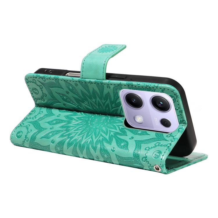 For Redmi Note 14S 4G / Note 13 Pro 4G Embossed Sunflower Pattern Flip Leather Phone Case