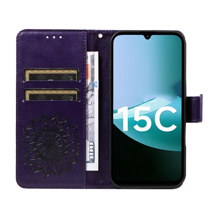 For Redmi 15C 5G / 4G Global 171mm Embossed Sunflower Pattern Flip Leather Phone Case