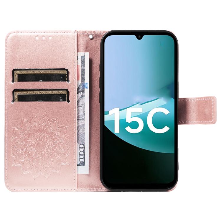 For Redmi 15C 5G / 4G Global 171mm Embossed Sunflower Pattern Flip Leather Phone Case