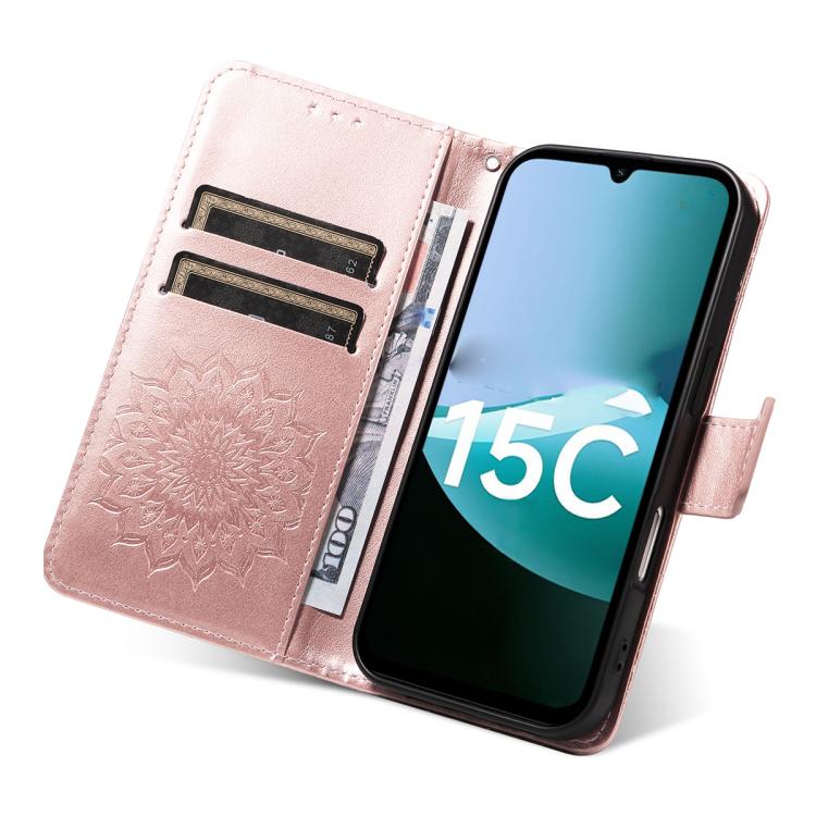 For Redmi 15C 5G / 4G Global 171mm Embossed Sunflower Pattern Flip Leather Phone Case