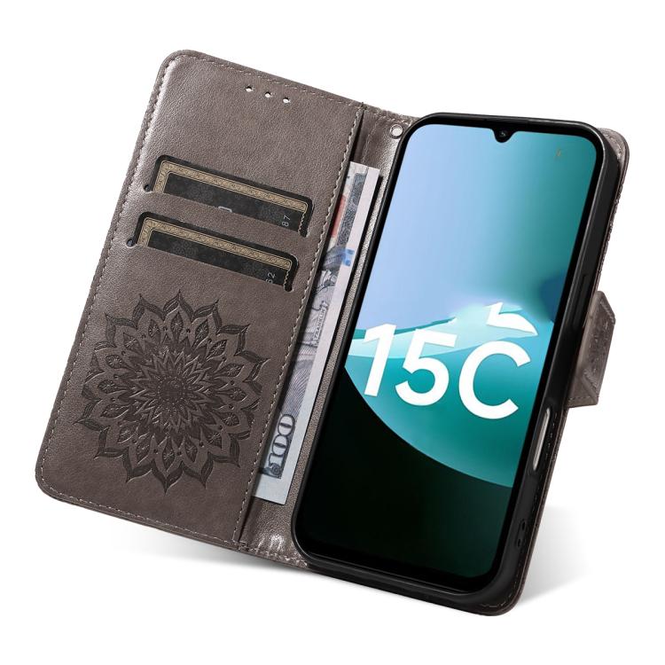 For Redmi 15C 5G / 4G Global 171mm Embossed Sunflower Pattern Flip Leather Phone Case
