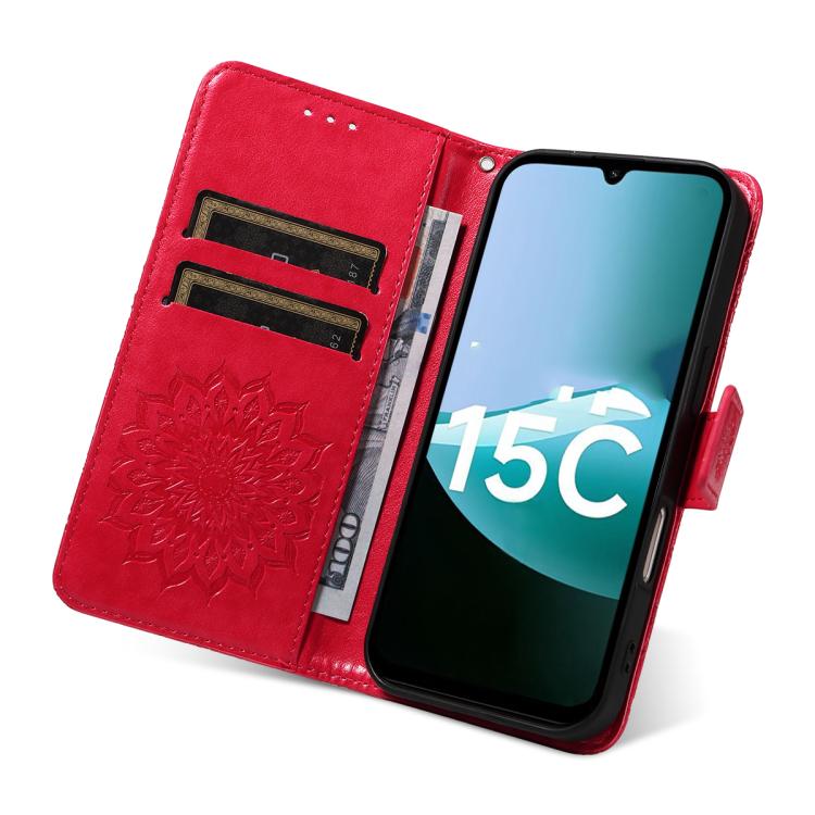 For Redmi 15C 5G / 4G Global 171mm Embossed Sunflower Pattern Flip Leather Phone Case