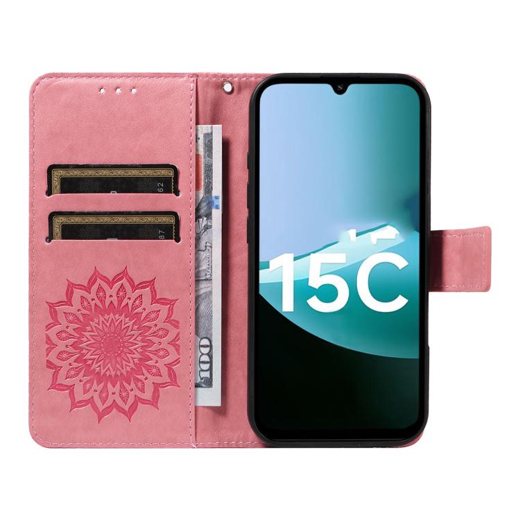 For Redmi 15C 5G / 4G Global 171mm Embossed Sunflower Pattern Flip Leather Phone Case