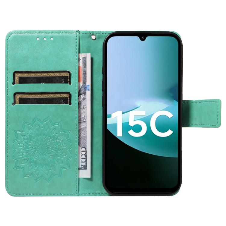 For Redmi 15C 5G / 4G Global 171mm Embossed Sunflower Pattern Flip Leather Phone Case