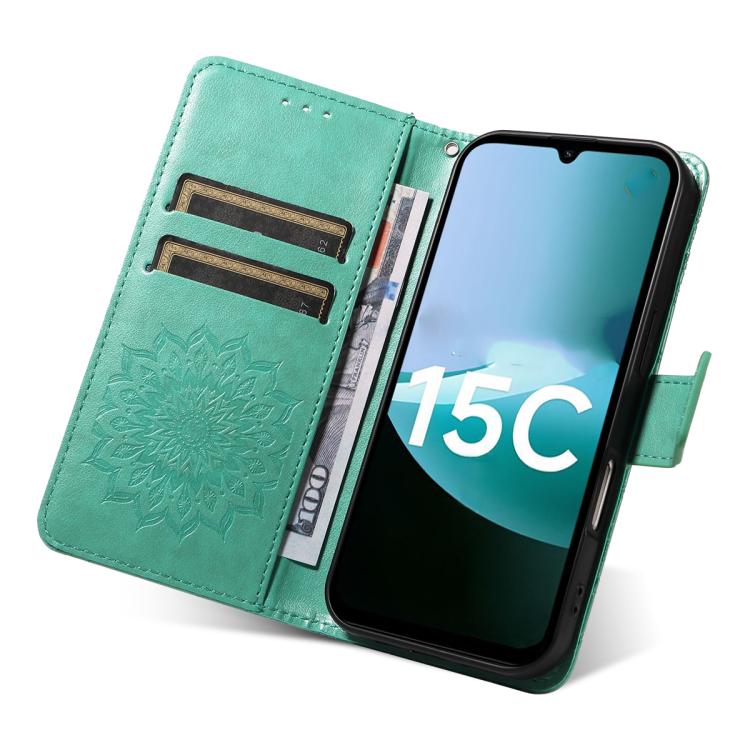 For Redmi 15C 5G / 4G Global 171mm Embossed Sunflower Pattern Flip Leather Phone Case