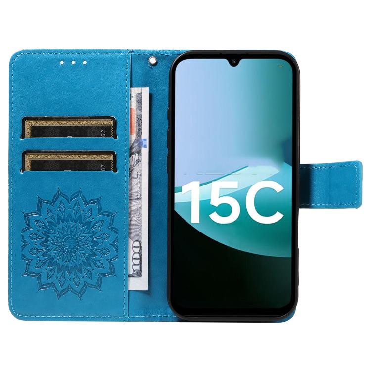 For Redmi 15C 5G / 4G Global 171mm Embossed Sunflower Pattern Flip Leather Phone Case