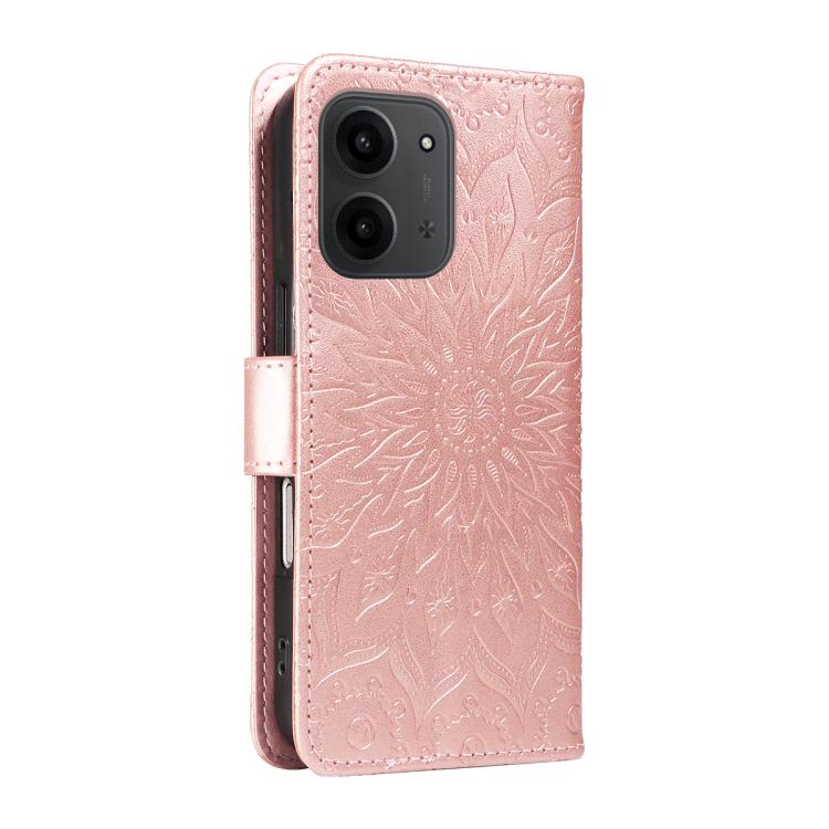 For Redmi 15C 5G/4G EU 173mm/Poco C85 5G Embossed Sunflower Pattern Flip Leather Phone Case