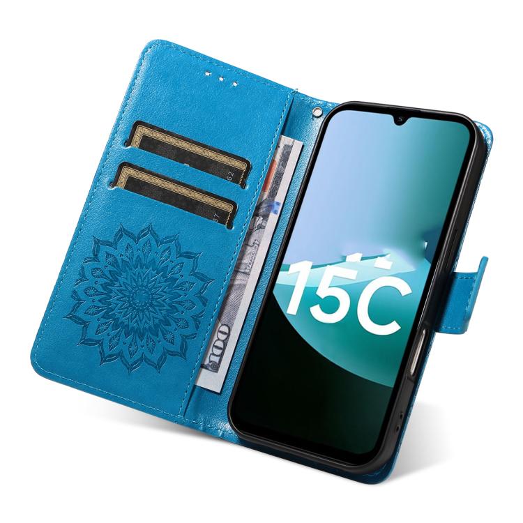 For Redmi 15C 5G/4G EU 173mm/Poco C85 5G Embossed Sunflower Pattern Flip Leather Phone Case