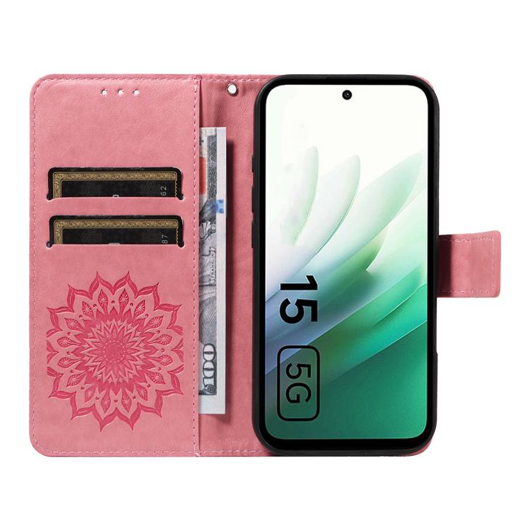 For Redmi 15 5G Global / 15 4G SEA 169.5mm Embossed Sunflower Pattern Flip Leather Phone Case