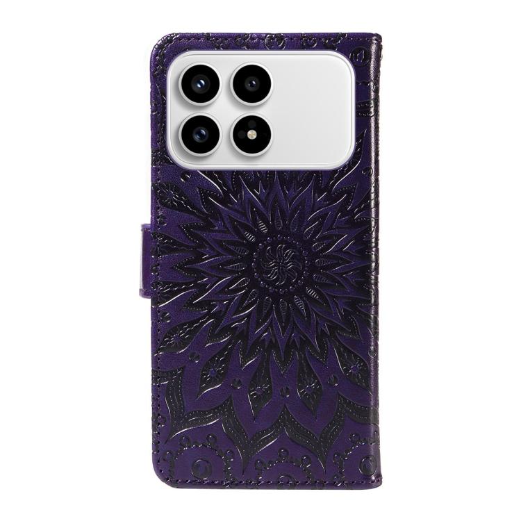 For Redmi K90 / Poco F8 Pro Embossed Sunflower Pattern Flip Leather Phone Case