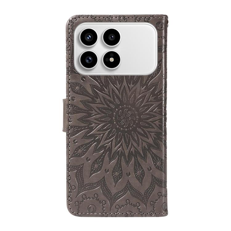 For Redmi K90 / Poco F8 Pro Embossed Sunflower Pattern Flip Leather Phone Case