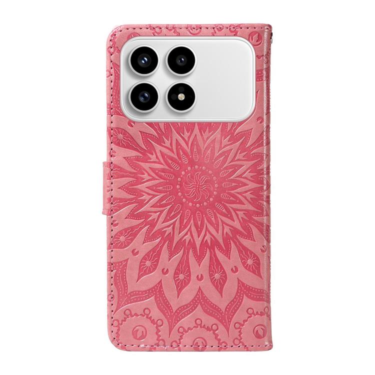 For Redmi K90 / Poco F8 Pro Embossed Sunflower Pattern Flip Leather Phone Case