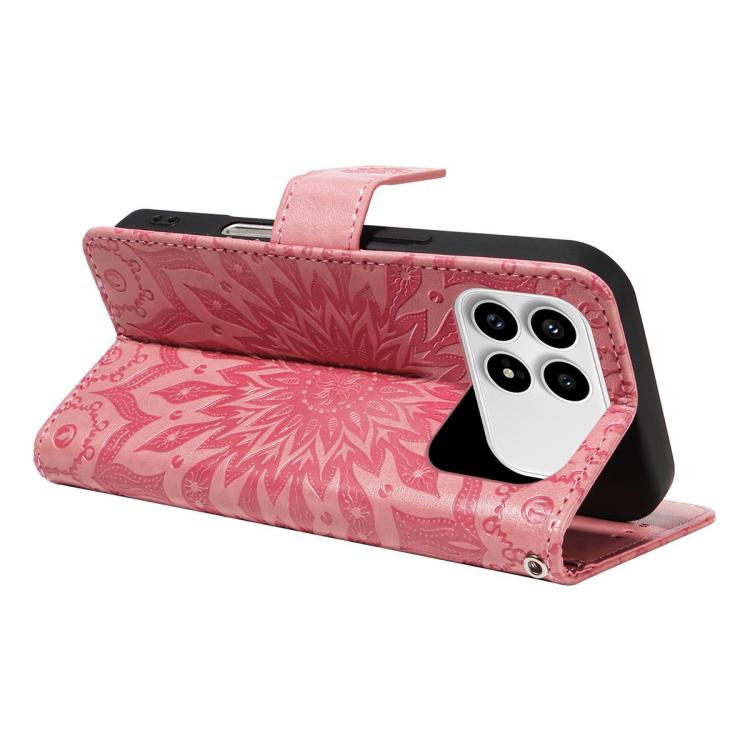 For Redmi K90 / Poco F8 Pro Embossed Sunflower Pattern Flip Leather Phone Case