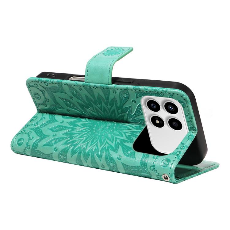 For Redmi K90 / Poco F8 Pro Embossed Sunflower Pattern Flip Leather Phone Case