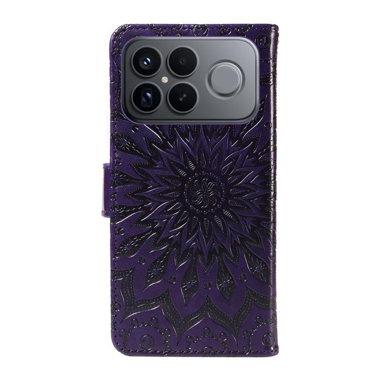 For Redmi K90 Pro Max/Poco F8 Ultra Embossed Sunflower Pattern Flip Leather Phone Case