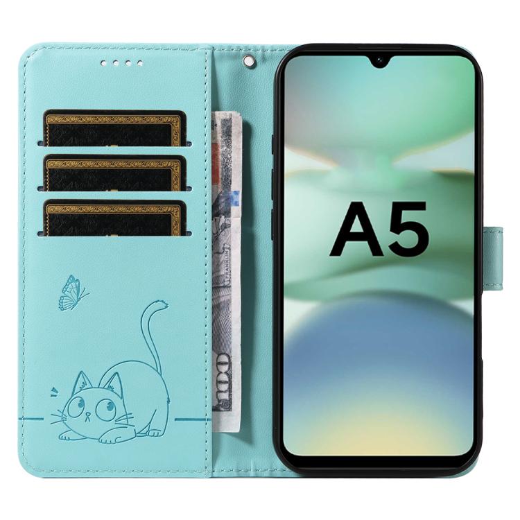 For Redmi A5 4G 173.3mm Adorable Cat Embossed Pattern Flip Leather Phone Case