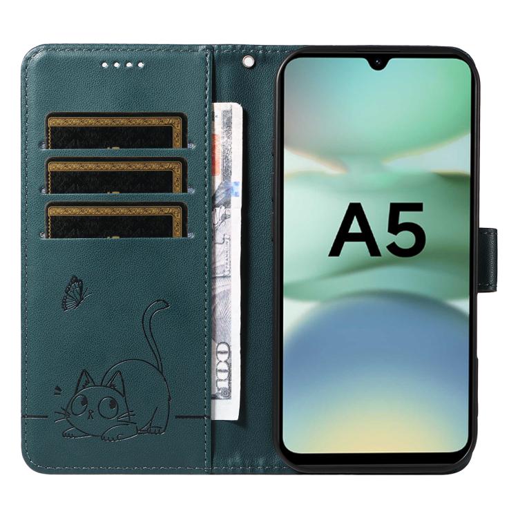 For Redmi A5 4G 173.3mm Adorable Cat Embossed Pattern Flip Leather Phone Case