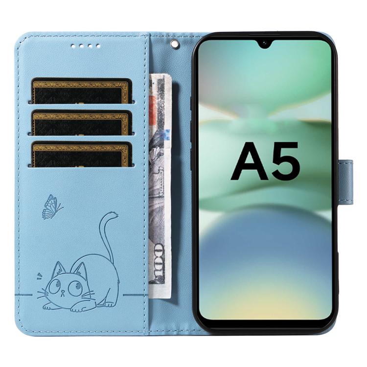 For Redmi A5 4G 173.3mm Adorable Cat Embossed Pattern Flip Leather Phone Case