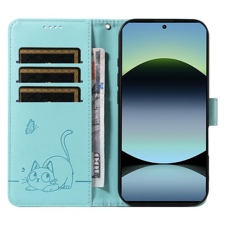 For Redmi Note 13 Pro 4G / 14S 4G Adorable Cat Embossed Pattern Flip Leather Phone Case