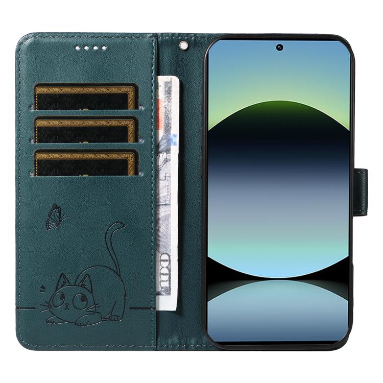 For Redmi Note 13 Pro 4G / 14S 4G Adorable Cat Embossed Pattern Flip Leather Phone Case