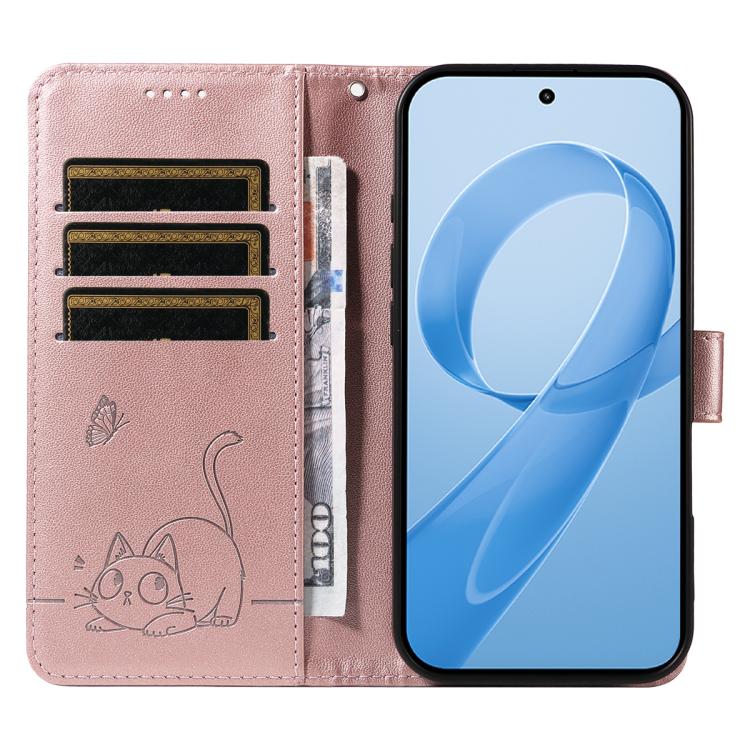 For Redmi K90/Poco F8 Pro Adorable Cat Embossed Pattern Flip Leather Phone Case