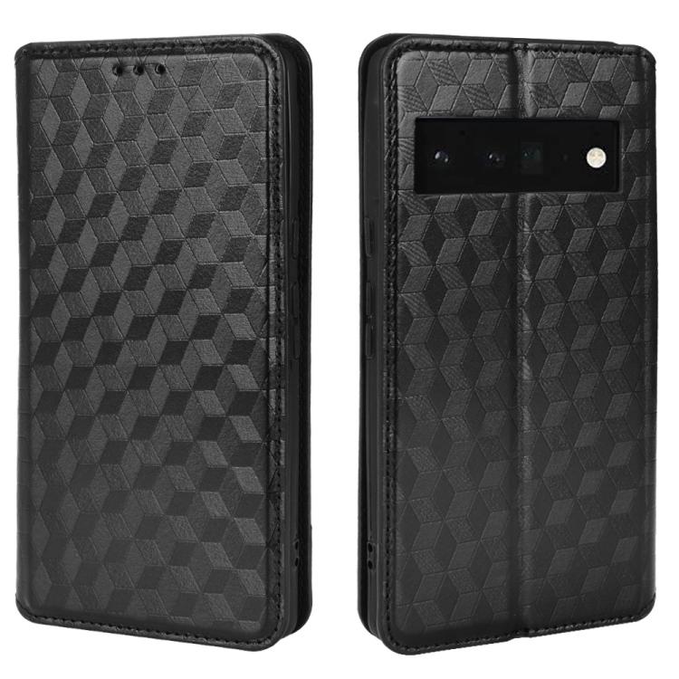 For Google Pixel 6 Pro Cubic Grid Texture Flip Leather Phone Case