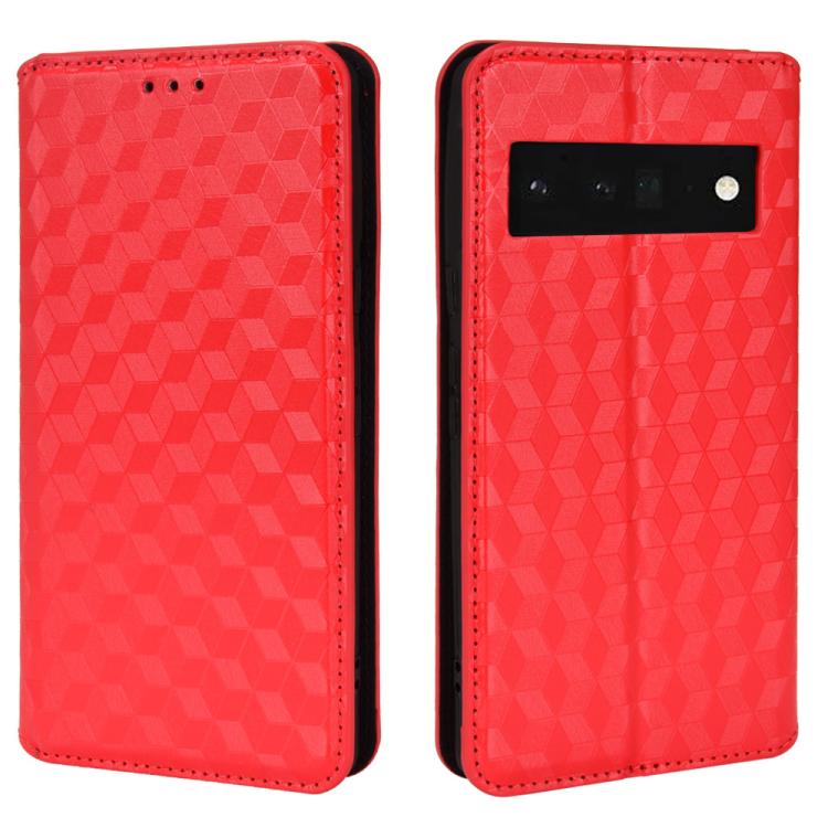 For Google Pixel 6 Pro Cubic Grid Texture Flip Leather Phone Case