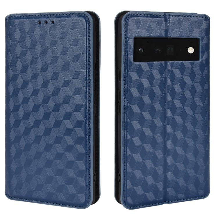 For Google Pixel 6 Pro Cubic Grid Texture Flip Leather Phone Case