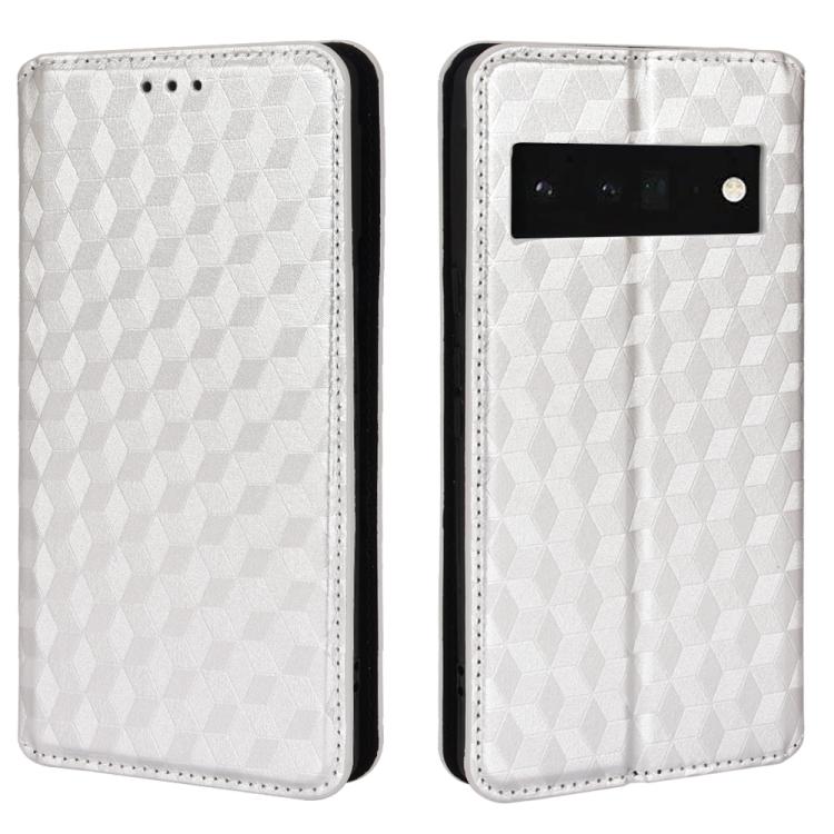 For Google Pixel 6 Pro Cubic Grid Texture Flip Leather Phone Case
