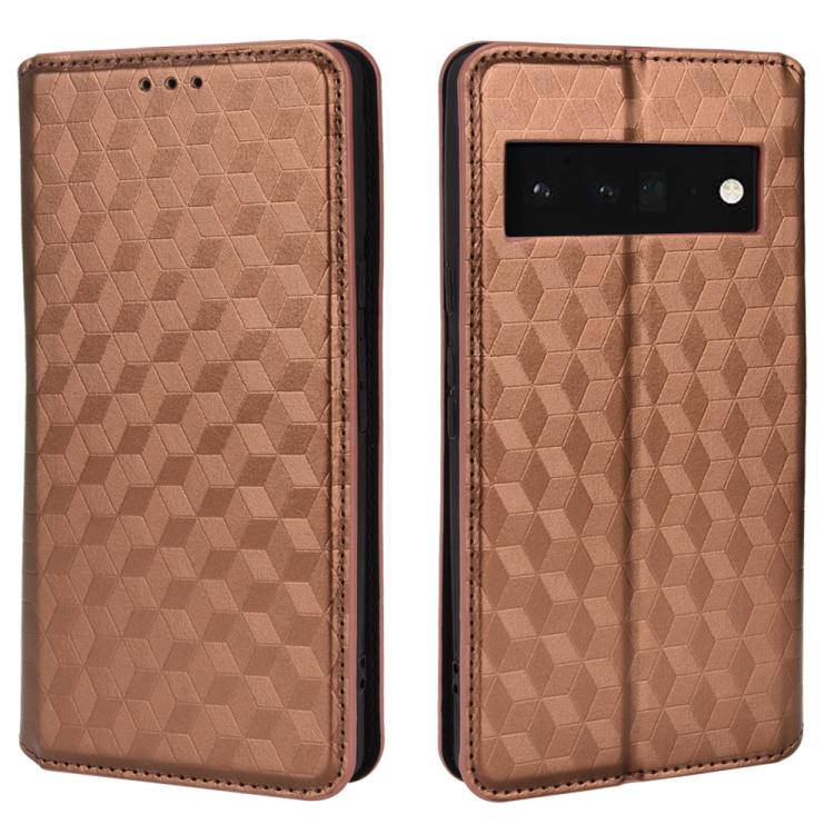 For Google Pixel 6 Pro Cubic Grid Texture Flip Leather Phone Case